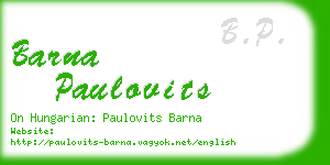 barna paulovits business card